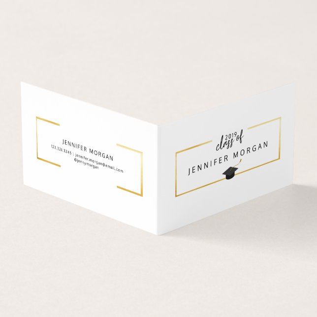 Carte de nom pliée Gold Elegant (Extérieur)