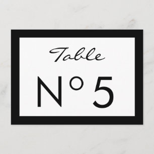 CARTE de NOMBRE de TABLE noire et blanche du