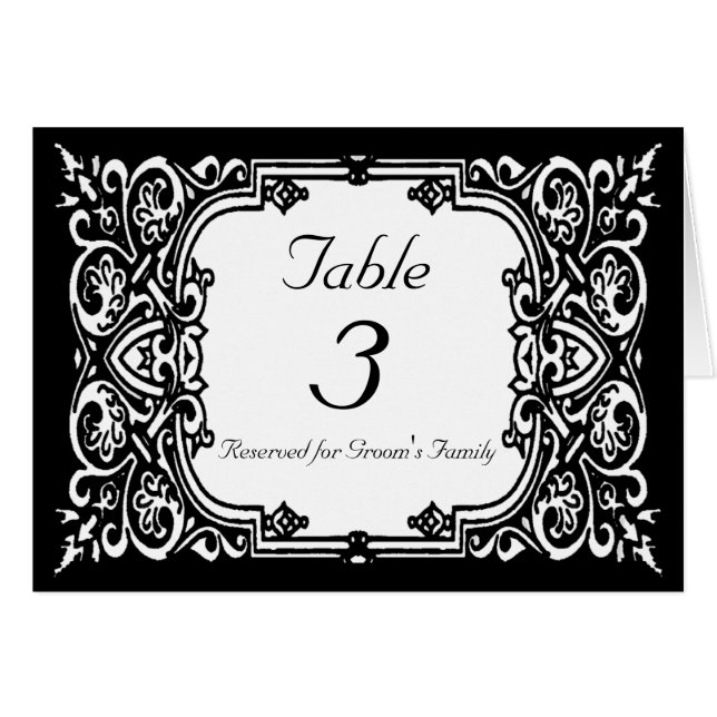 Carte de nombre de Tableau de mariage (Devant Horizontal)