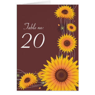 Carte de nombre de Tableau de noce de tournesols