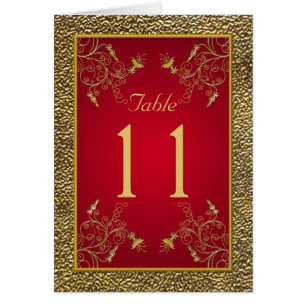 Carte de nombre de Tableau de rouge riche et d'or