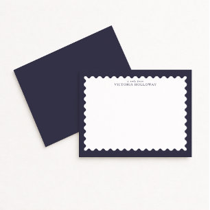 Carte de note à bordure inspirée du timbre Navy fo