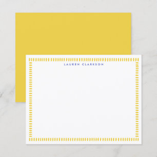 Carte de note à cadre rayé peint à la main jaune