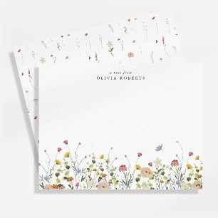 Carte de note à motif de prairie de fleurs sauvage