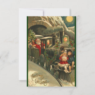 Carte de note à plat Noël Vintage Express Père Noë