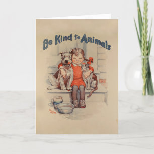 Carte de note "Be Kind to Animaux" vintage