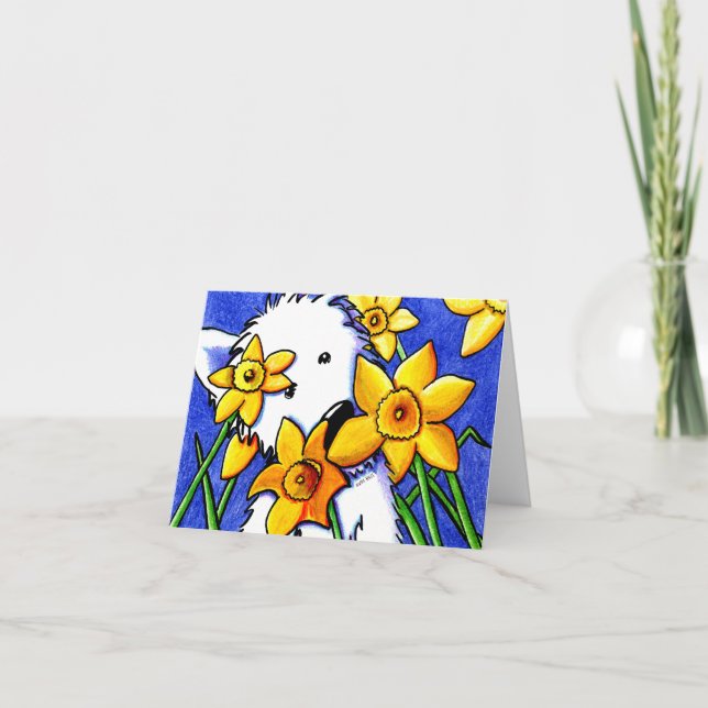 Carte de note blanche Daffodil Westie (Devant)