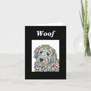 Carte de note blanche Doodle Dog d'or