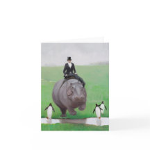 Carte de note blanche Hippo et Penguins