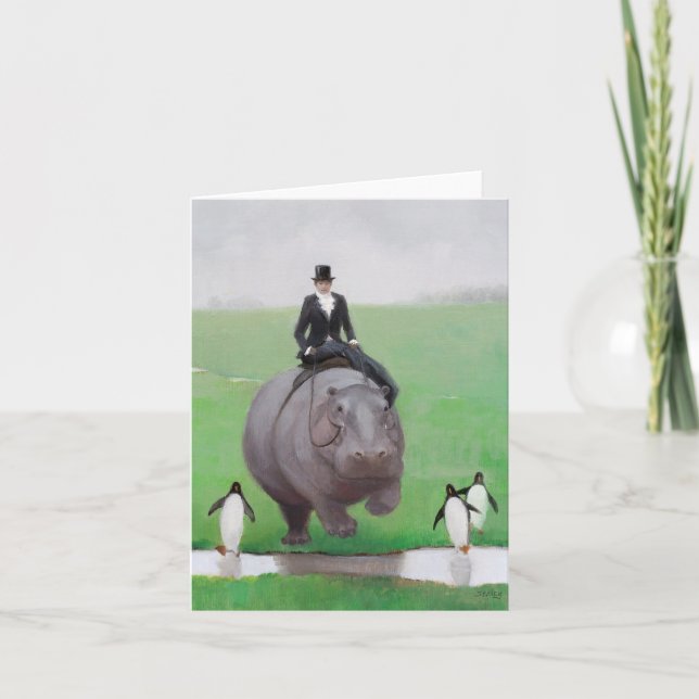 Carte de note blanche Hippo et Penguins (Devant)