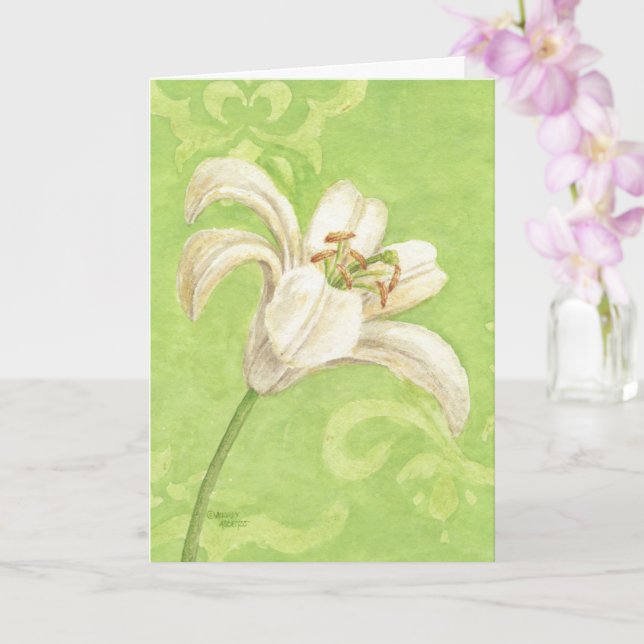 Carte de note blanche Lily Elegance Toute occasion (Orchidée)
