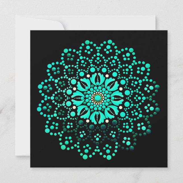 Carte de note blanche Mandala Turquoise (Devant)