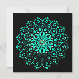 Carte de note blanche Mandala Turquoise