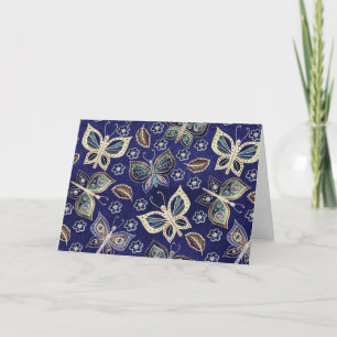 Carte de note blanche Motif à papillon bleu lunair