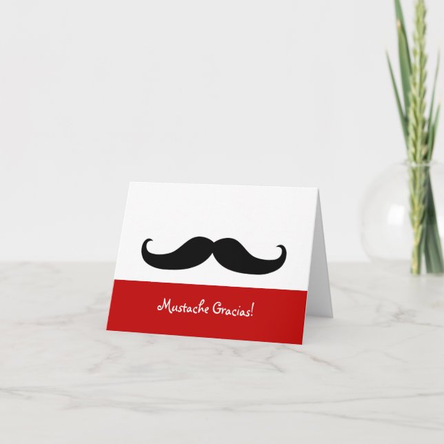 Carte de note blanche Mustache Gracias (Devant)