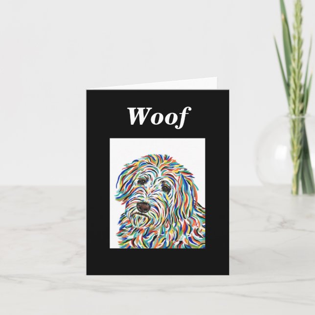 Carte de note blanche pour chien Goldendoodle (Devant)