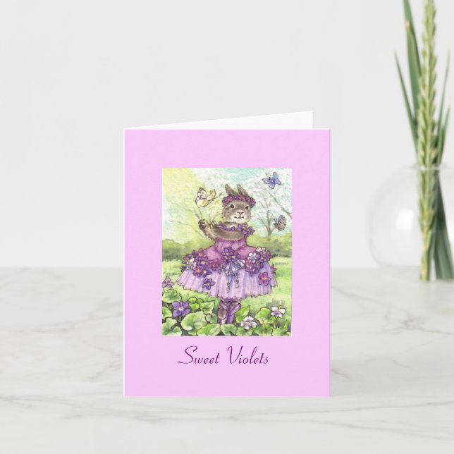 Carte de note blanche pour violettes sucrées (Devant)