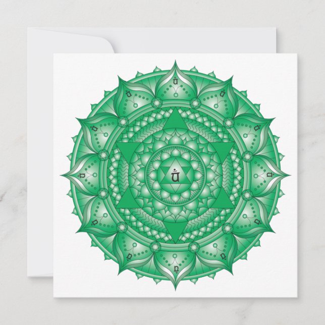 Carte de note Carré Heart Chakra Green Mandala (Devant)