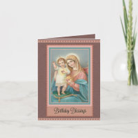 Carte de note catholique d'anniversaire de Vierge