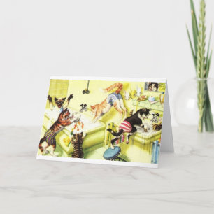 Carte de note Chaos temps de bain chat vintage