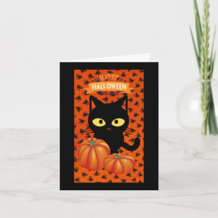Carte de note Chat Noir Halloween pour enfants