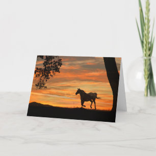 Carte de note Cheval Sunset et Oak Tree