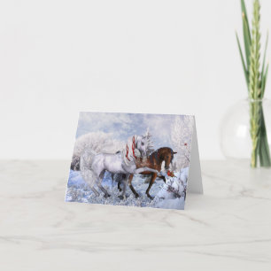 Carte de note Chevaux d'hiver de Noël
