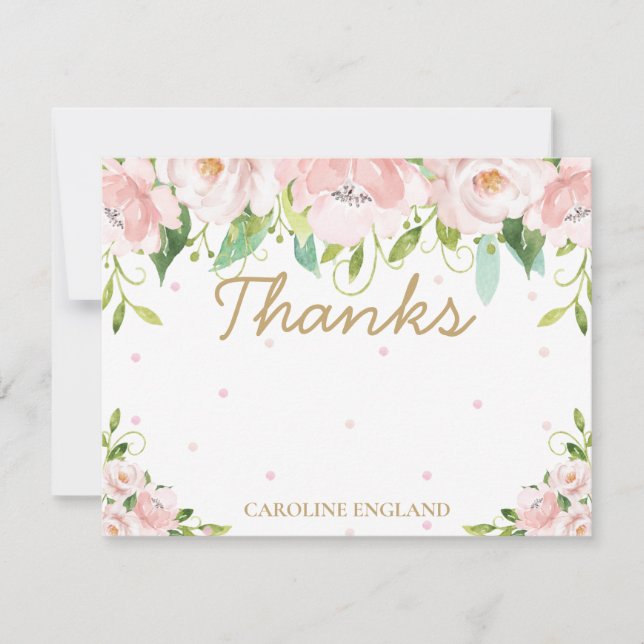 Carte de note chic Elegant Blush Rose Floral Flowe (Devant)