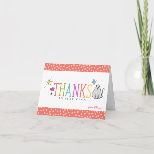 Carte de note colorée de Merci de (Devant)