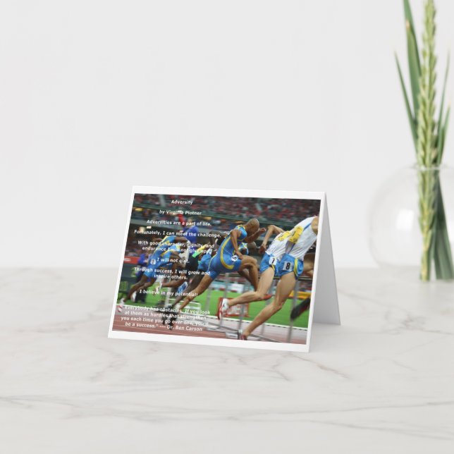 Carte de note d'affirmation de "adversité" (blanc) (Devant)