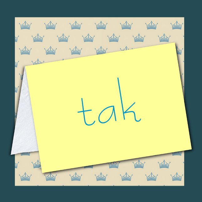 Carte de note danoise de Merci Tak en jaune (Créateur téléchargé)