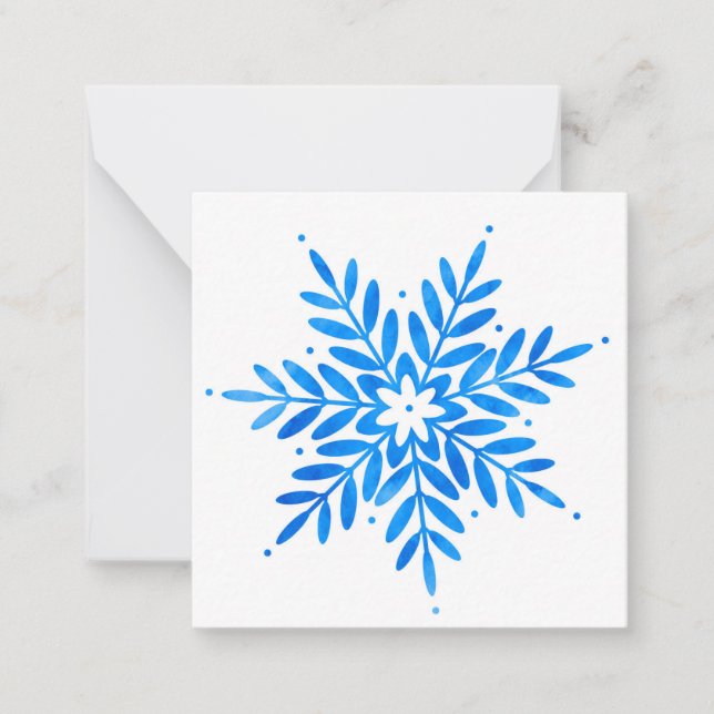 Carte de note d'aquarelle Blue Snowflop (Devant)