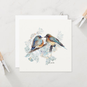 Carte de note d'aquarelle Bluebird Couple