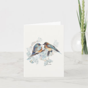 Carte de note d'aquarelle Bluebird Couple