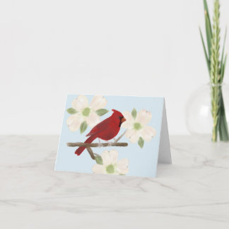Carte de note d'aquarelle de cardinal et de