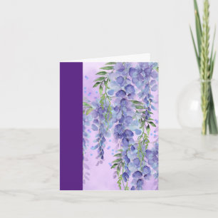 Carte de note d'aquarelle florale pourpre
