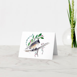 Carte de note d'aquarelle Tufred Titmouse