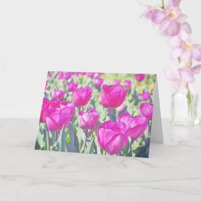 Carte de note d'art aux Tulipes roses jolie (Orchidée)
