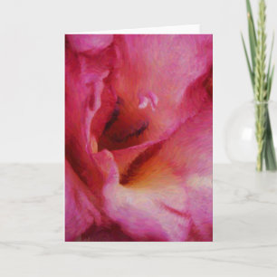 Carte de note d'art en verre rose peint