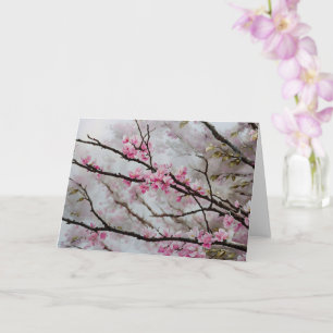 Carte de note d'art fleurie rose Arbre