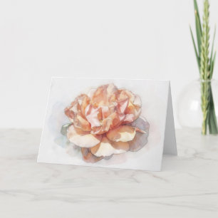 Carte de note d'art floral Fleur de rose rose blus
