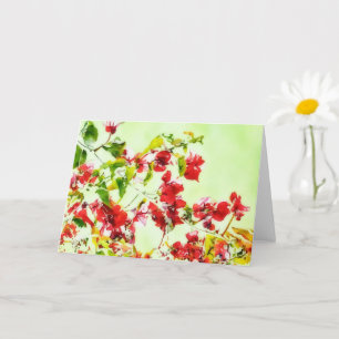 Carte de note d'art floral tropical de Bougainvill