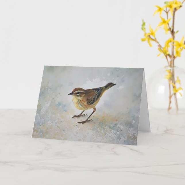 Carte de note d'art ornithologique de la Paruline  (Fleur jaune)