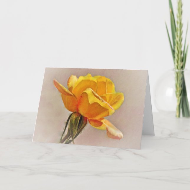 Carte de note d'art Rose or jaune (Devant)