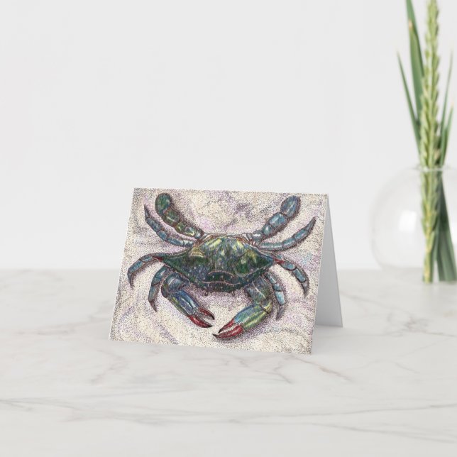 Carte de note de blanc de crabe bleu de baie de (Devant)