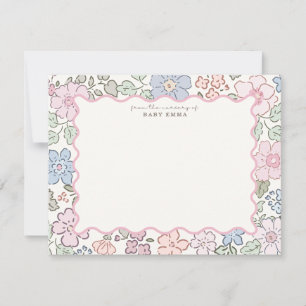 Carte de note de cadre de nurserie florale pastel