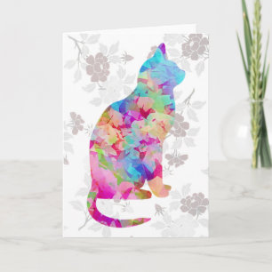 Carte de note de chat de style aquarelle