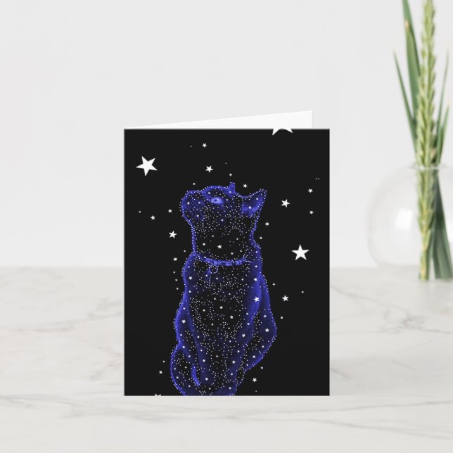 Carte de note de chat d'observation des étoiles (Devant)