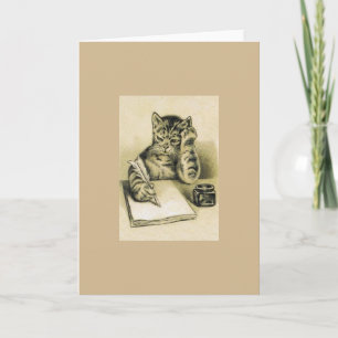 Carte de note de chat vintage Writer