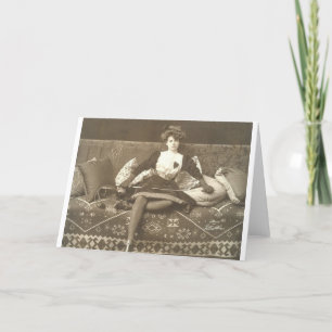 Carte de note de clôture Fencer Femme vintage